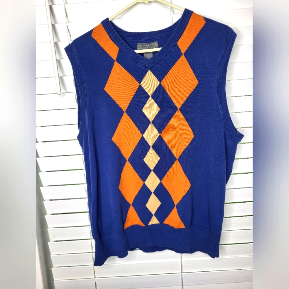 Mens Vintage Argyle Golf Sweater Vest M